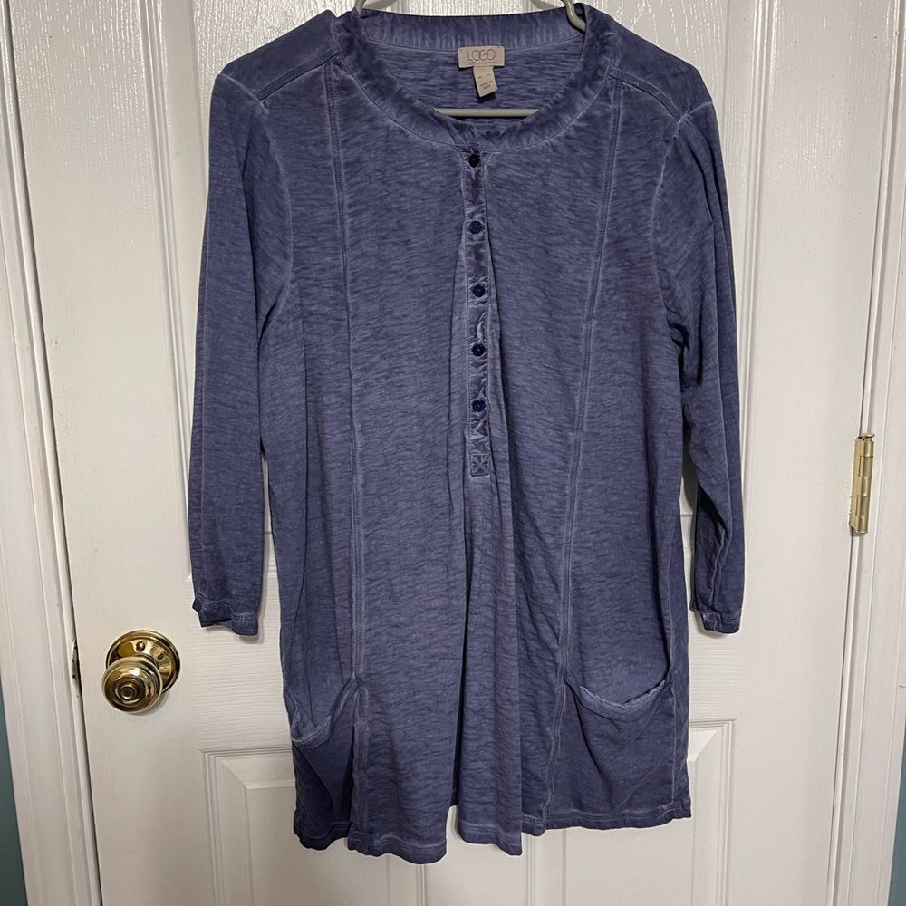 LOGO by Lori Goldstein Purple Tunic Top H6